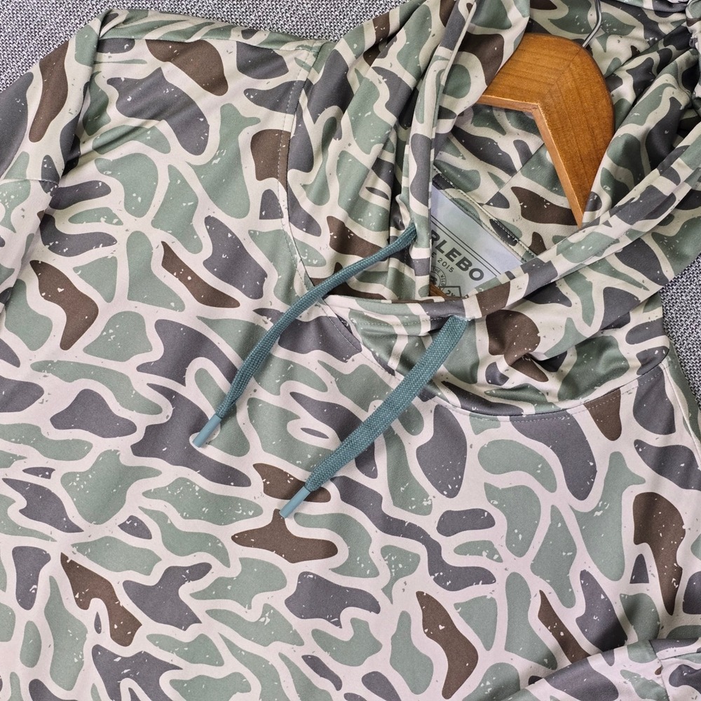 Burlebo Performance Hoodie Mens 2XL Green Camo Lightweight UPF 50 Pullover